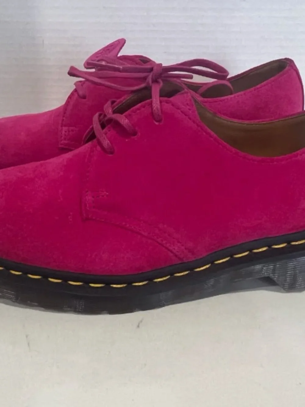 Dr. Martens 1461 Hot Pink Fuchsia Suede Shoes Made in England UK Size 7 NWT